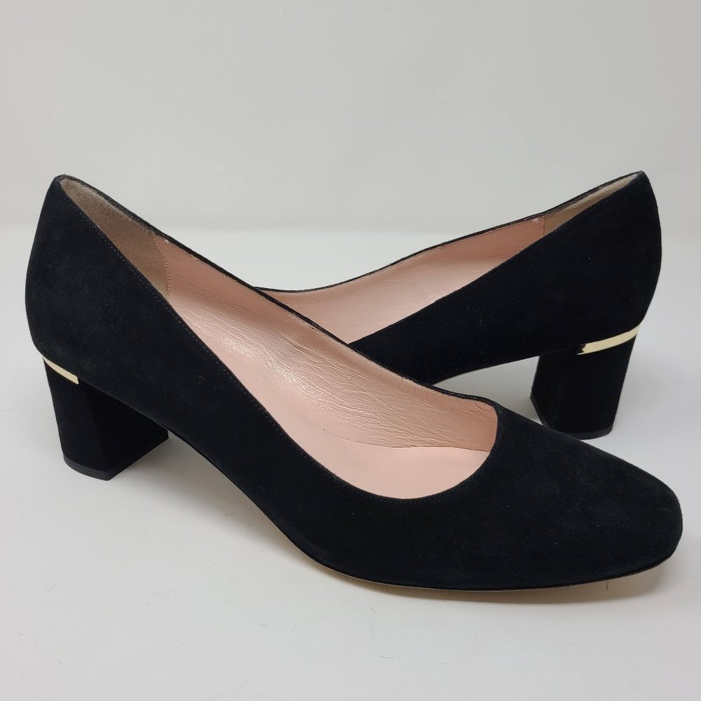 KATE SPADE Dolores Black Suede Block Pump